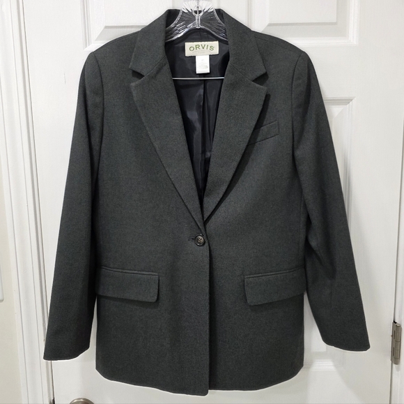 Orvis Charcoal Gray Blazer Jacket Women’s Petite 8P Single Button Career - Picture 3 of 8